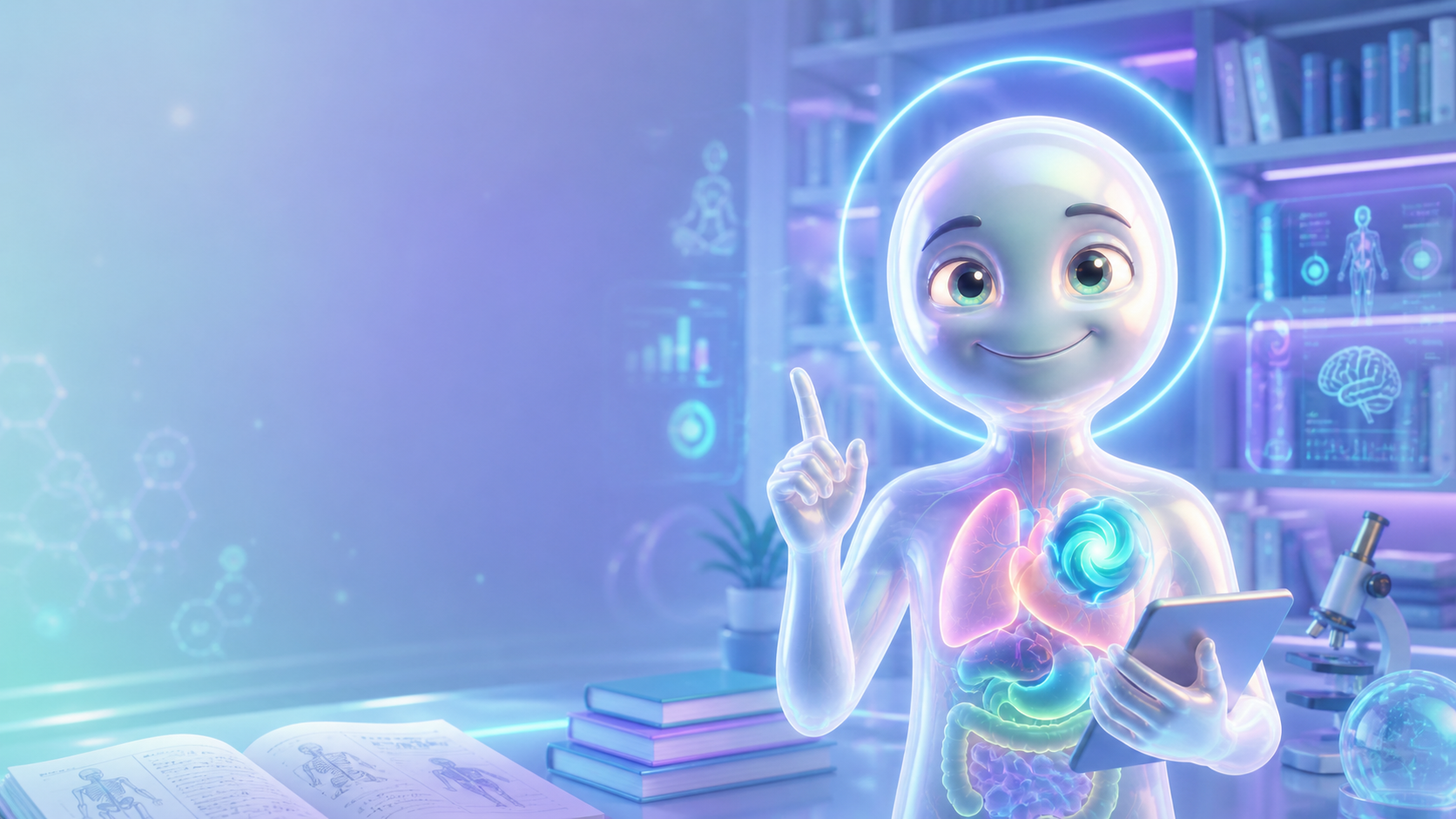 Buddy guiding readers through wellness insights